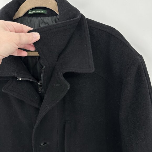 LAUREN RALPH LAUREN car coat outerwear cashmere wool blend quilted black 46R - Picture 9 of 14